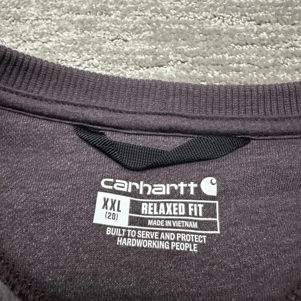 Carhartt Sweatshirt Womens 2XL Purple Crewneck Sleeve Graphic Fleece Pullover - Picture 7 of 12